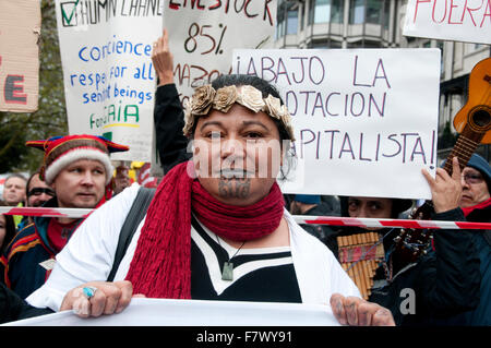 Marzo a demand leader globale di prendere provvedimenti per combattere il cambiamento climatico.Un attivista provenienti dal Sud del Pacifico Foto Stock