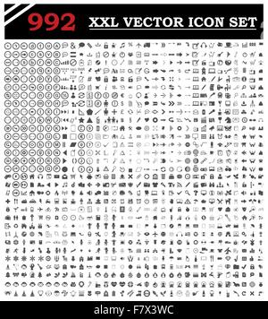 992 vector icon set per la progettazione Illustrazione Vettoriale