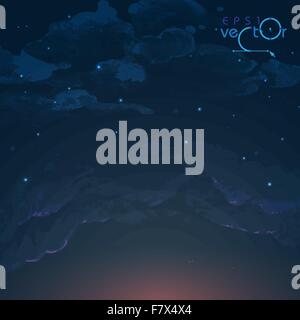 Cielo notturno disegnati a mano sfondo ad acquerello Illustrazione Vettoriale