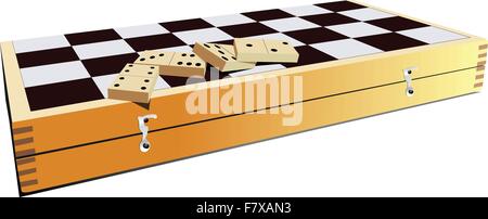 La scacchiera e pezzi di domino. Illustrazione Vettoriale Illustrazione Vettoriale