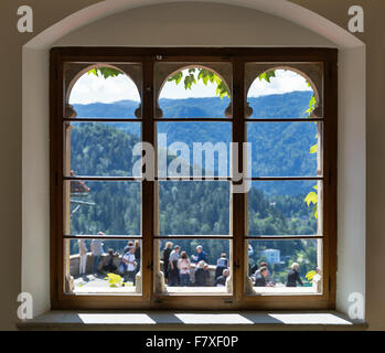 La vista dalla finestra del castello di Bled, Slovenia Foto Stock