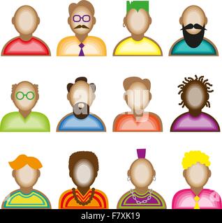 Creative icone moderne avatar con persone di sesso maschile. Illustrazione Vettoriale Illustrazione Vettoriale