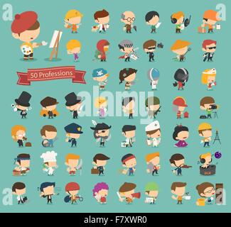 Set di 50 professioni Illustrazione Vettoriale