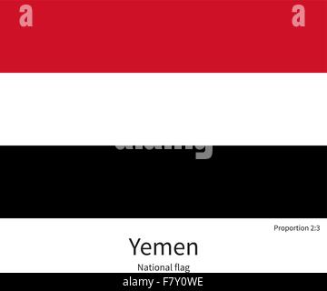Bandiera nazionale dello Yemen con proporzioni corrette, elemento, colori Illustrazione Vettoriale