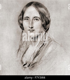 Elizabeth Cleghorn Gaskell, née Stevenson, 1810 - 1865, aka Mrs Gaskell. Inglese romanziere e novelliere durante l'era Vittoriana. Dopo che il disegno da George Richmond. Foto Stock