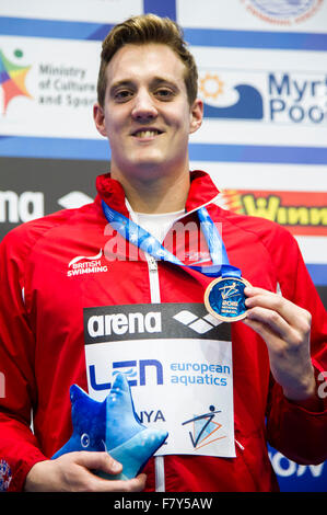 Israele. 3 dicembre, 2015. WILLIS Andrew GBR Medaglia di Bronzo 200m a rana uomini - Insidefoto Credito: Insidefoto/Alamy Live News Foto Stock