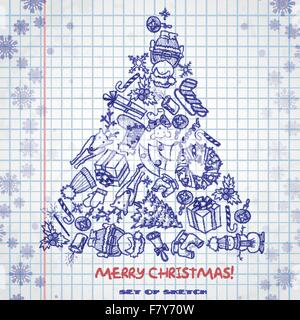 Disegnata a mano Set di Natale Illustrazione Vettoriale