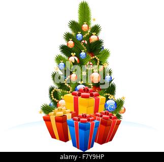Albero di natale con confezioni regalo Illustrazione Vettoriale