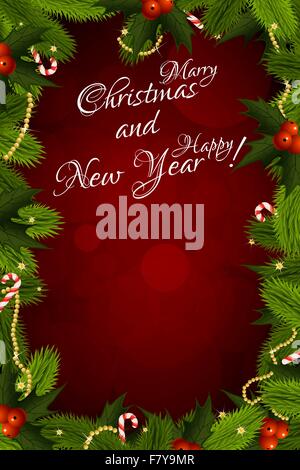 Buon Natale e Felice Anno Nuovo Card Illustrazione Vettoriale