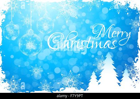 Blue Merry Christmas Greeting Card Illustrazione Vettoriale