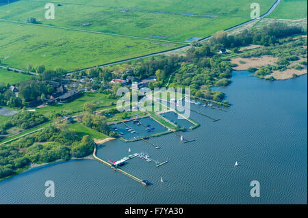 Vista aerea di olgahafen sul lago di Dümmer, dümmerlohhausen, distretto di Diepholz, Bassa Sassonia, Germania Foto Stock