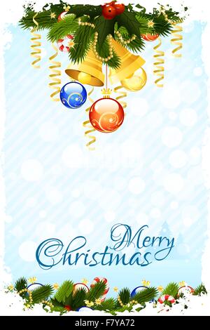 Grungy Scheda di Natale con decorazioni Illustrazione Vettoriale