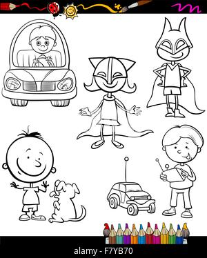 Bambini serie cartoon pagina di colorazione Illustrazione Vettoriale