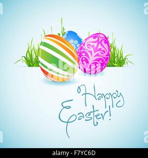 Sfondo di pasqua con uova decorate Illustrazione Vettoriale