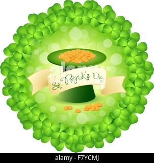 San Patrizio giorno Leprechaun Hat con monete d oro Illustrazione Vettoriale