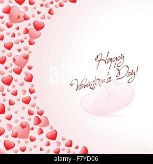 Happy Valentines Day Card con cuori Illustrazione Vettoriale