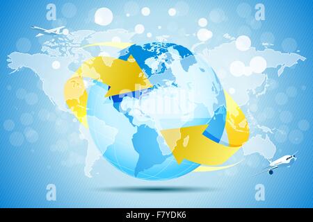 Sfondo blu con il Pianeta Terra Illustrazione Vettoriale