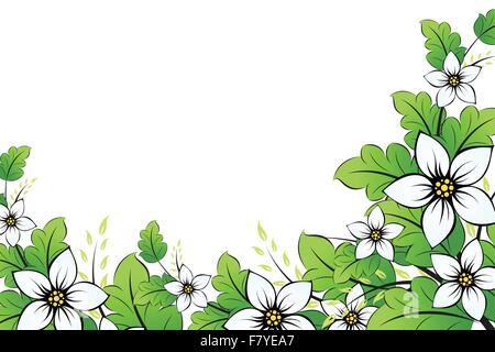 Sfondo di fiori con foglie Illustrazione Vettoriale