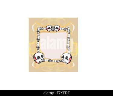 Telaio di grunge con cranio in stile vintage Illustrazione Vettoriale