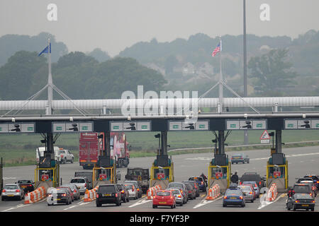 Severn Bridge pedaggi in Galles del Sud. Foto Stock