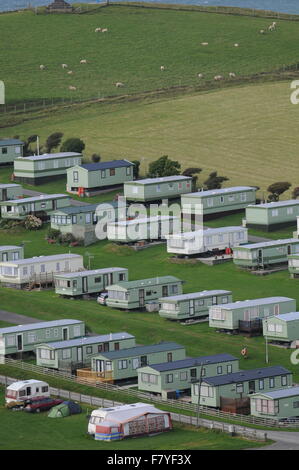 Holiday roulotte vicino alla costa a Borth vicino Ceredigion, metà del Galles. Foto Stock