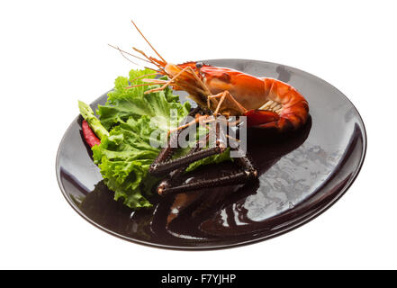 Gigante di gamberi di acqua dolce bollite con pepe Foto Stock