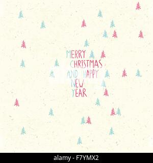 Merry Christmas Card disegnati a mano. Illustrazione Vettoriale