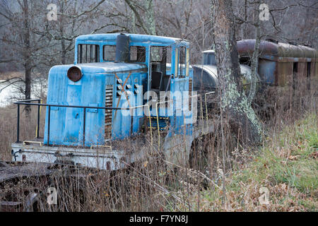 Cass, West Virginia - attrezzature ferroviarie che non è più utilizzato in Cass Scenic Railroad parco dello stato. Foto Stock