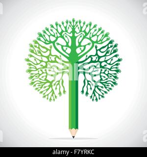 Mano verde albero vettore di stock Illustrazione Vettoriale