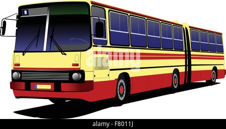 Rosso-giallo city bus. Pullman. Illustrazione Vettoriale Illustrazione Vettoriale