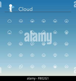 Il cloud le icone della linea Illustrazione Vettoriale