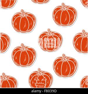 Halloween seamless pattern con zucche Illustrazione Vettoriale