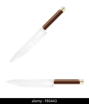 Due taglienti lame di legno su sfondo bianco Illustrazione Vettoriale