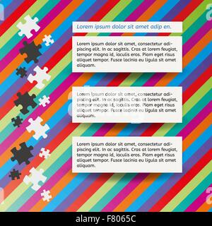 Tre note e puzzle Illustrazione Vettoriale