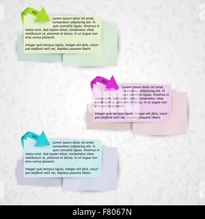 Infographics - tre frecce di colore e carta Illustrazione Vettoriale