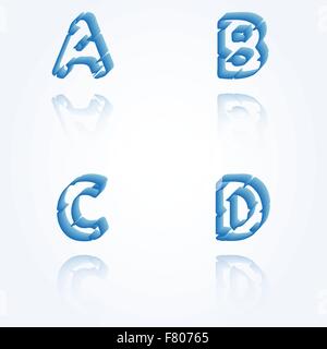 Schizzo alfabeto frastagliate lettere A, B, C, D Illustrazione Vettoriale