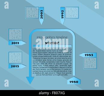 Timeline blu modello infografico Illustrazione Vettoriale