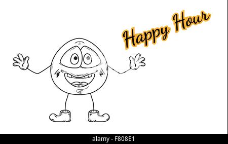 Happy hour con emoticon Illustrazione Vettoriale