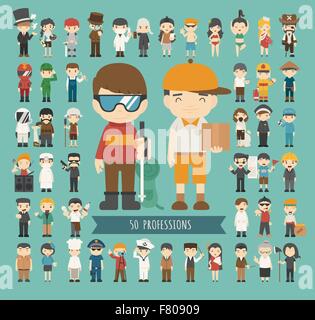 Set di 50 professioni Illustrazione Vettoriale