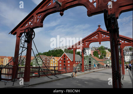 Città vecchia ponte "gamle bybroen", trondheim, Sør-Trøndelag, Norvegia Foto Stock