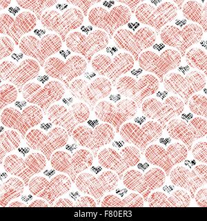 Cuori Seamless Pattern testurizzato Illustrazione Vettoriale