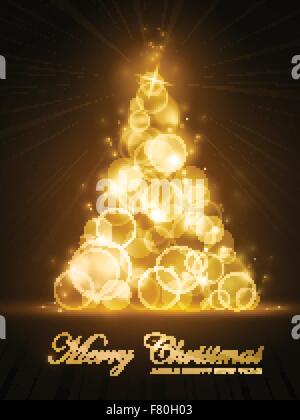 Golden stilizzati albero di Natale Illustrazione Vettoriale