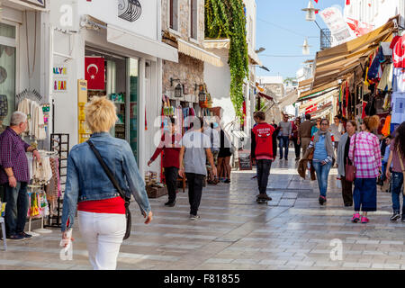 Negozi a Bodrum Città Vecchia, Bodrum, Provincia di Mugla, Turchia Foto Stock