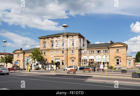 Bayreuth e la stazione ferroviaria centrale, Alta Franconia, Baviera, Germania Foto Stock