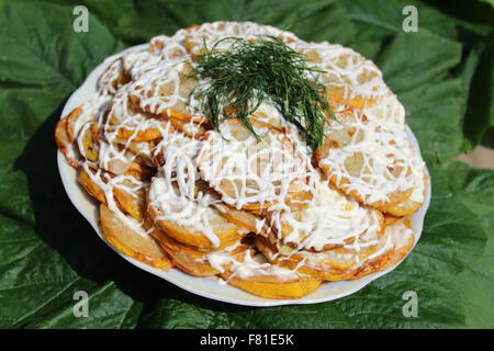 Piatto da fresche spremute fritto in salsa Foto Stock