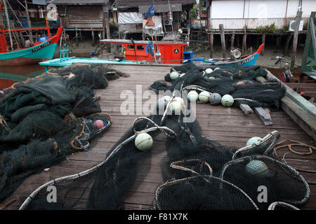 Sekinchan villaggio di pescatori, penisola della Malesia. Foto Stock