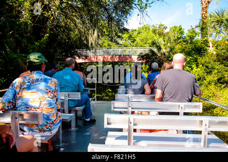 La gente sulla gita in barca a Homosassa Springs in Florida Foto Stock