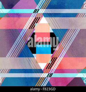 Abstract luminoso colorato con diversi elementi geometrici Foto Stock