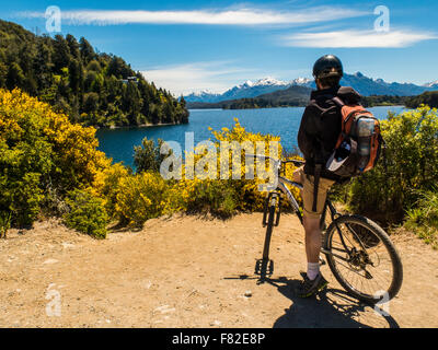 Mountain Biker in Patagonia Foto Stock