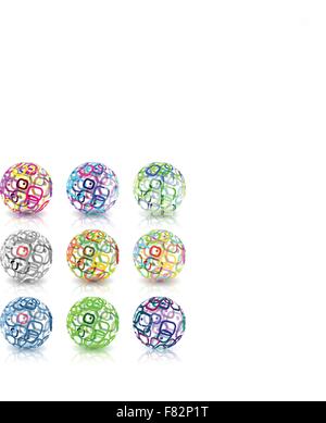 Set di globi astratta fatta da rettangoli retrò. Illustrazione Vettoriale